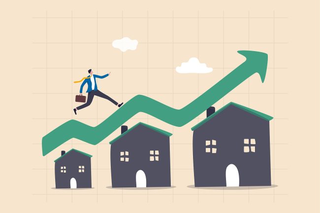 Housing Price Rising Up, Real Estate Or Property Growth Concept,